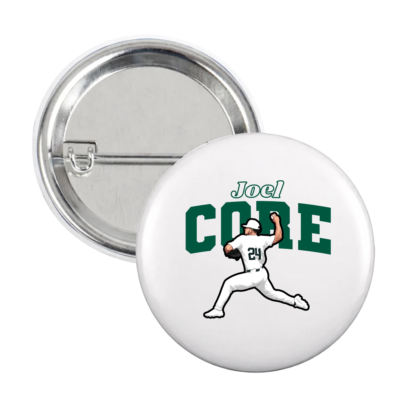 Game Day Button — Name Arch in White