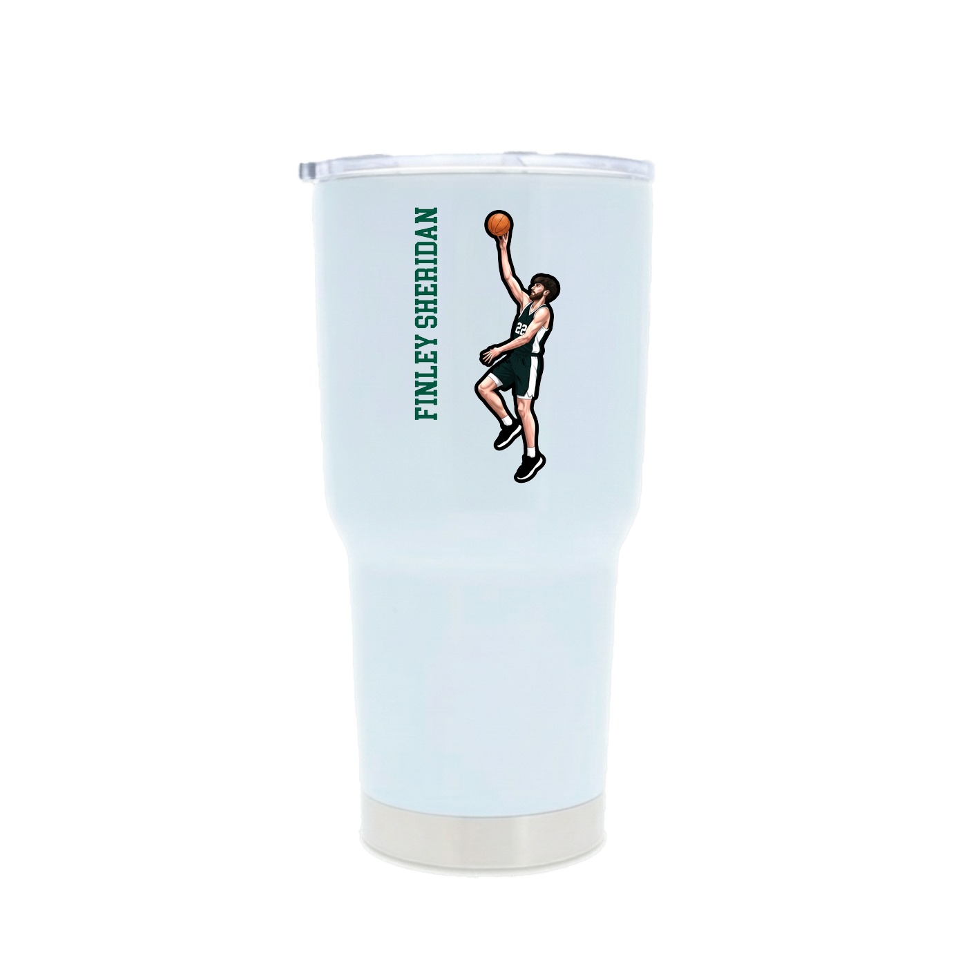 30oz Stainless Steel Tumbler — Name Vertical in White