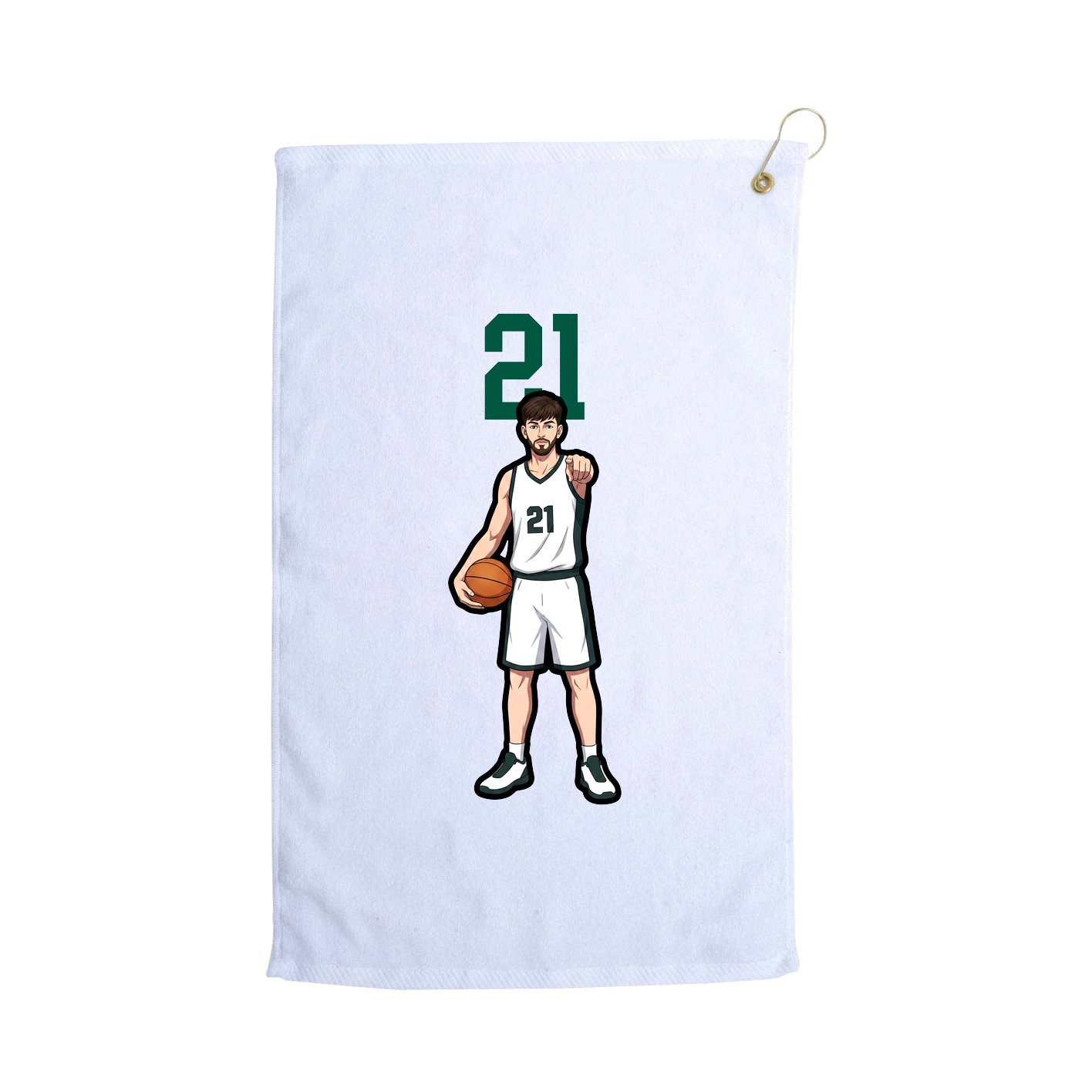 Golf Towel — Number Top in White