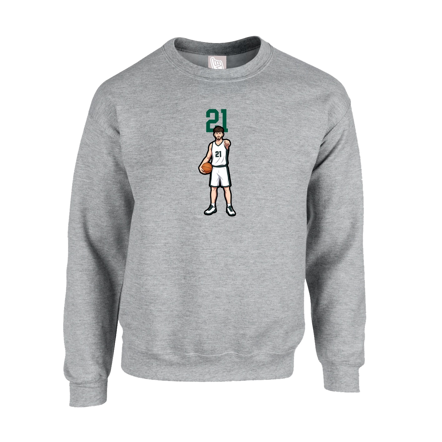Fleece Crew — Number Top in Grey