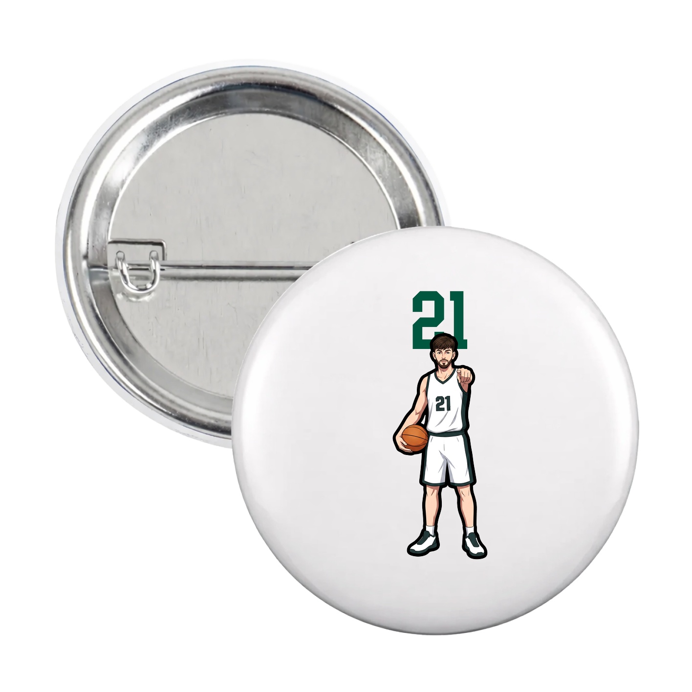 Game Day Button — Number Top in White