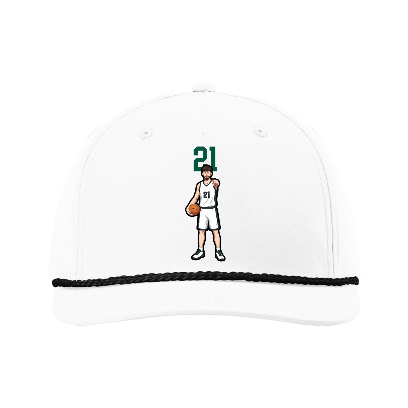 Five-Panel Classic Rope Cap — Number Top in White
