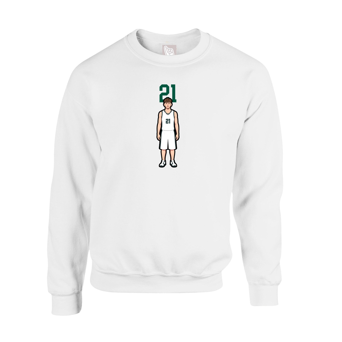 Fleece Crew — Number Top in White
