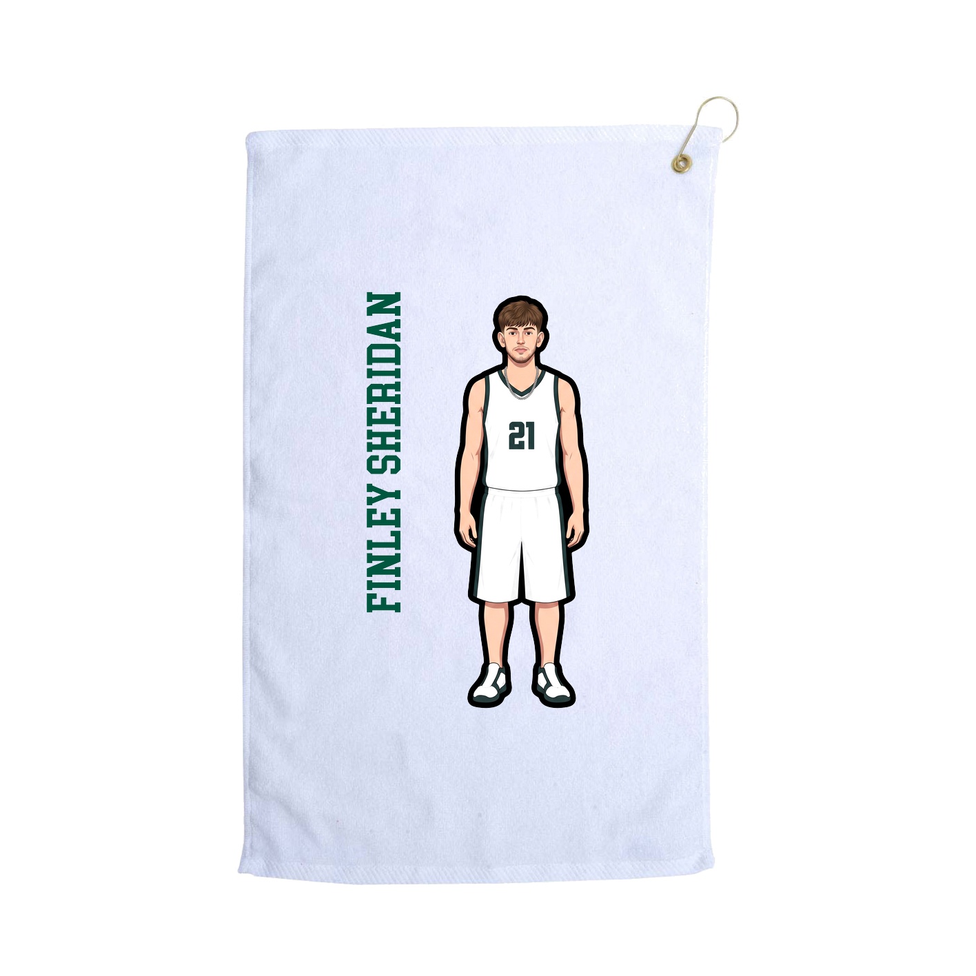Golf Towel — Name Vertical in White
