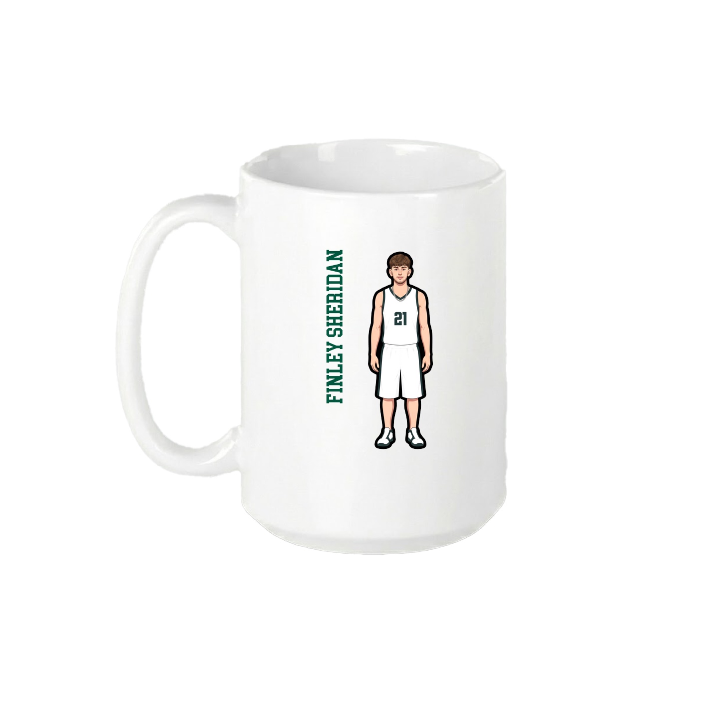 15oz Coffee Mug — Name Vertical in White