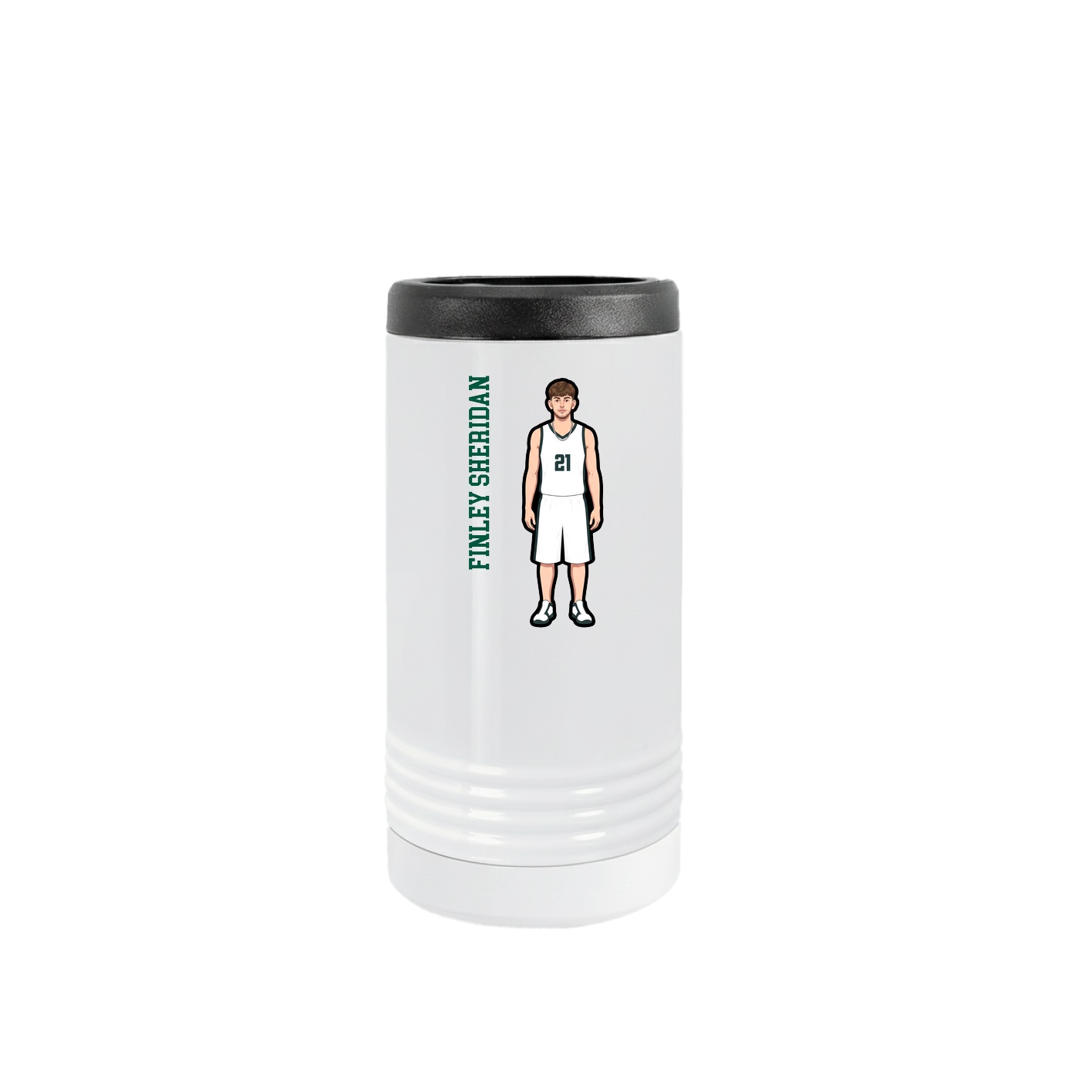Slim Beverage Holder — Name Vertical in White