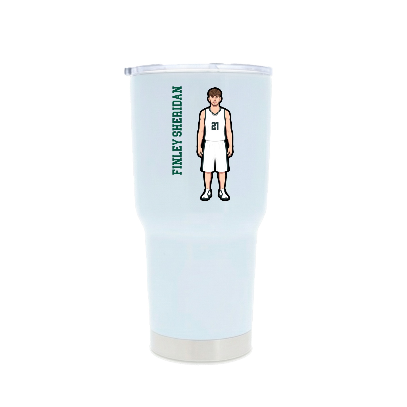 30oz Stainless Steel Tumbler — Name Vertical in White