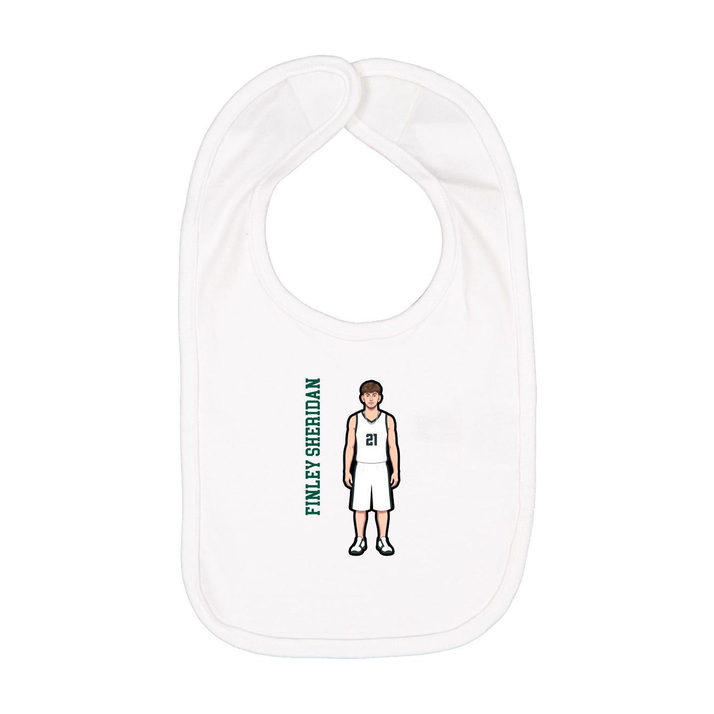 Infant Bib — Name Vertical in White
