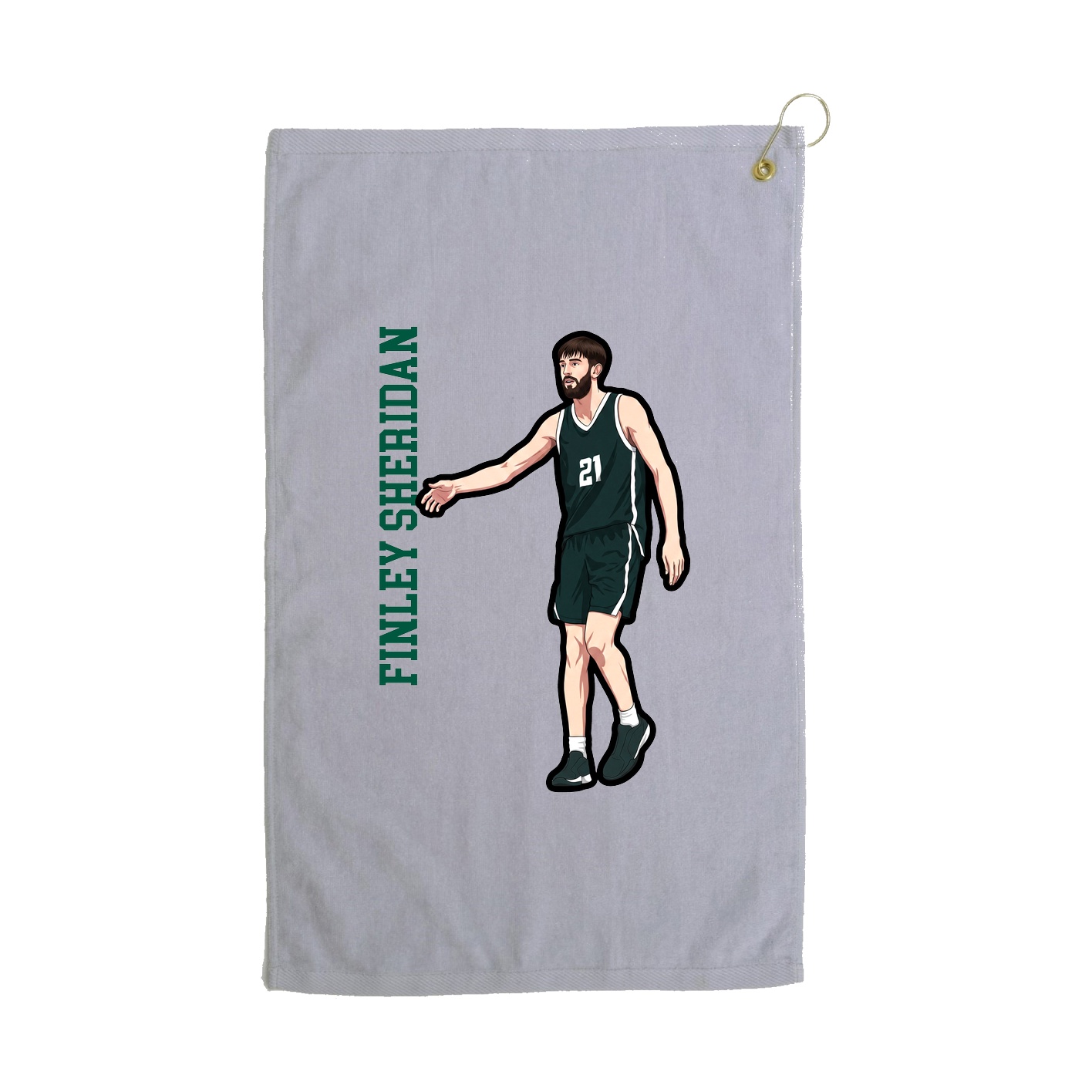 Golf Towel — Name Vertical in Grey