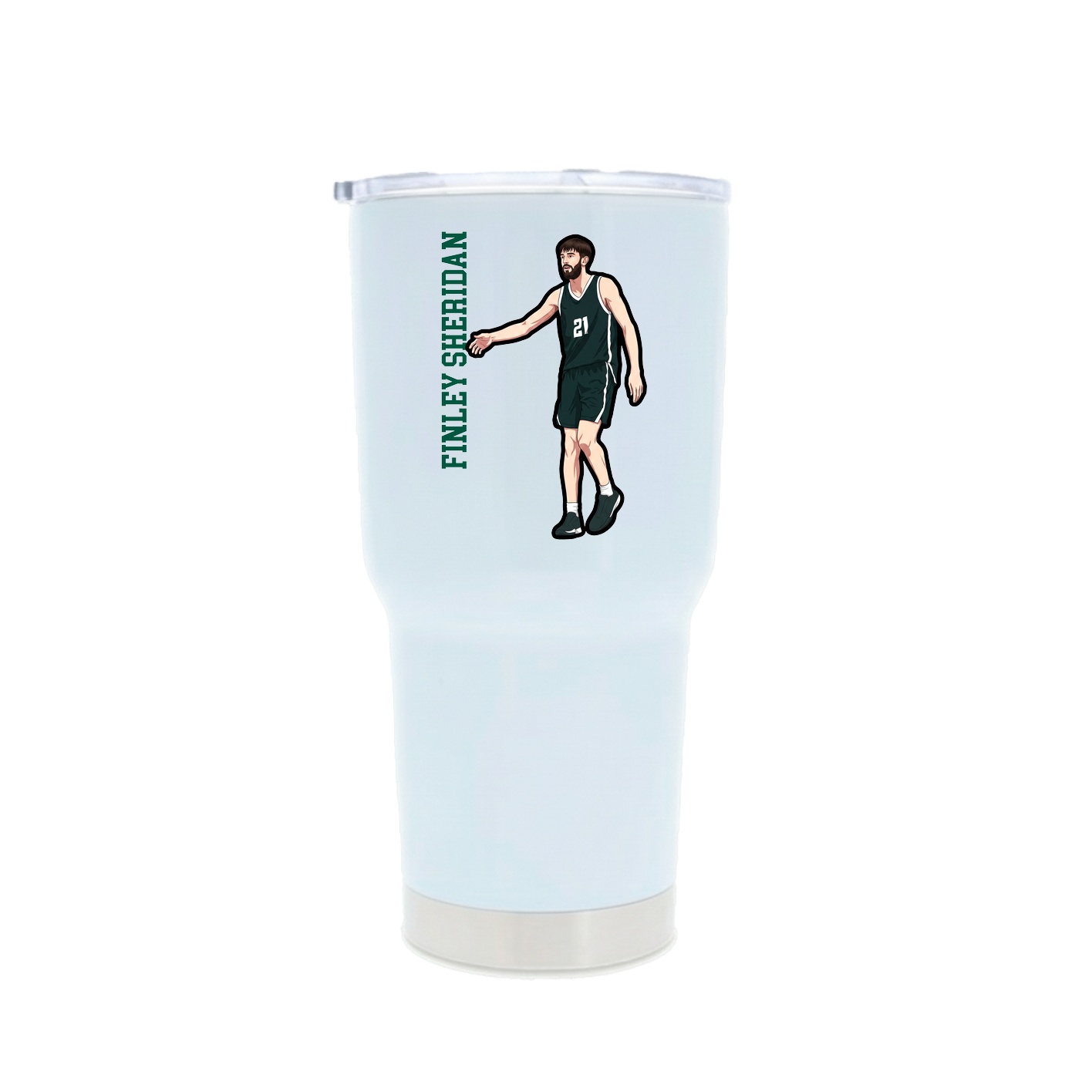 30oz Stainless Steel Tumbler — Name Vertical in White