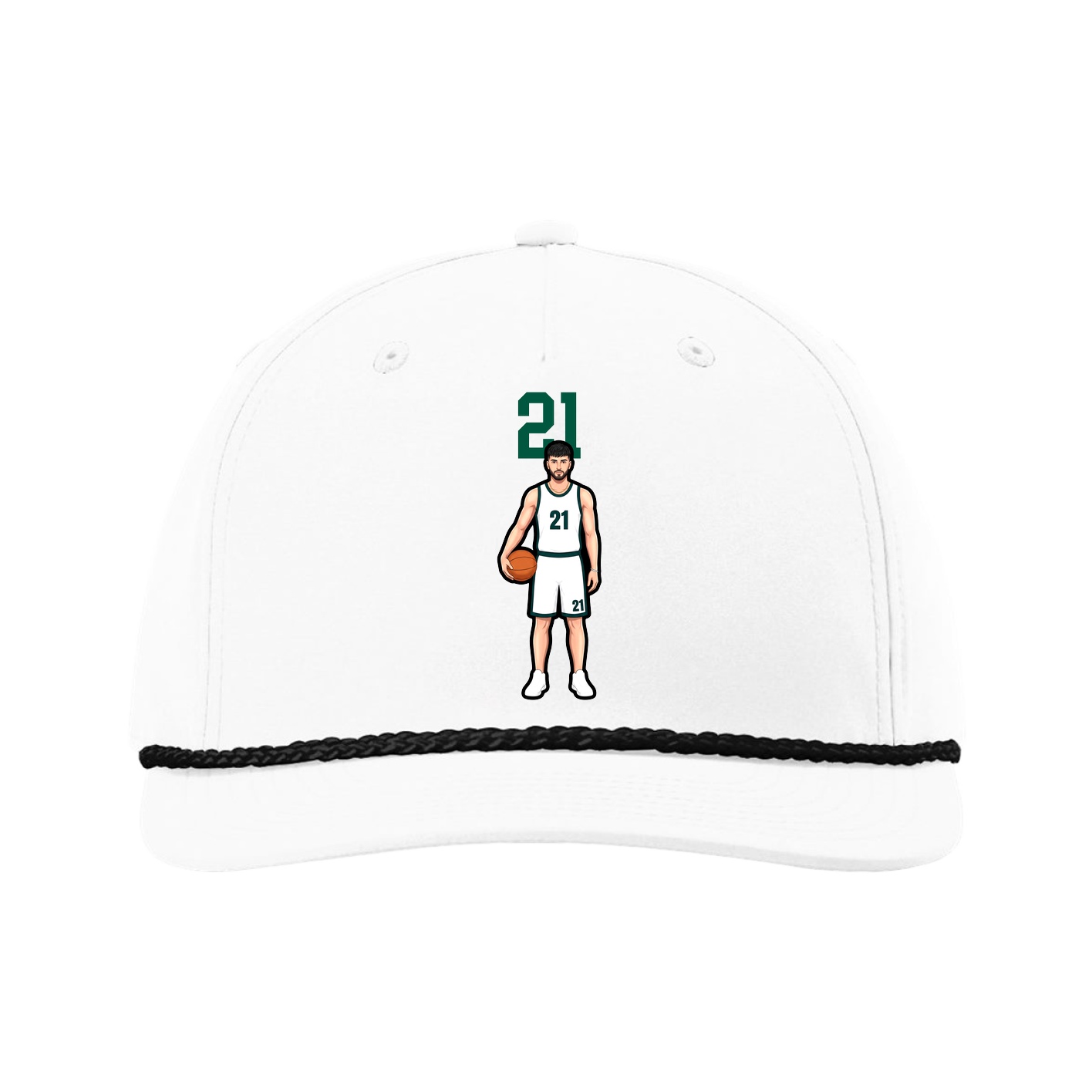 Five-Panel Classic Rope Cap — Number Top in White