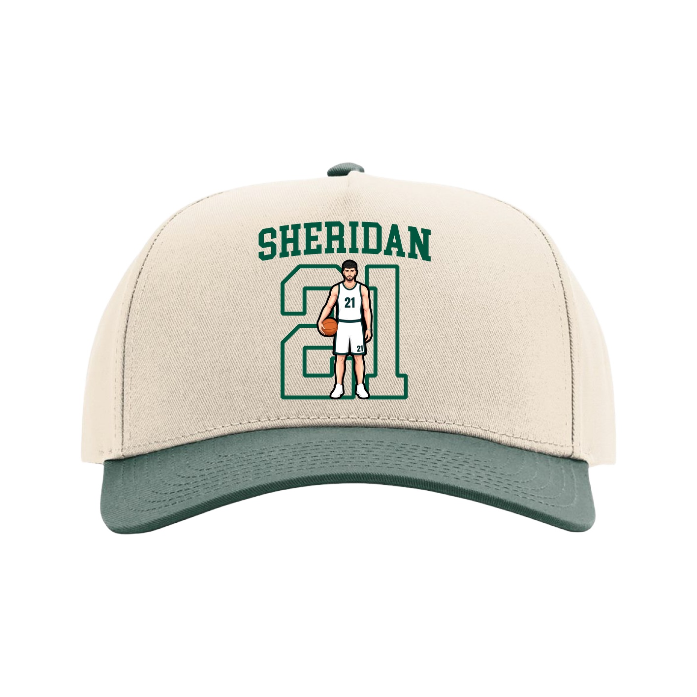 Full Fabric Five-Panel Champ Cap — Shirsey in Cream/Green