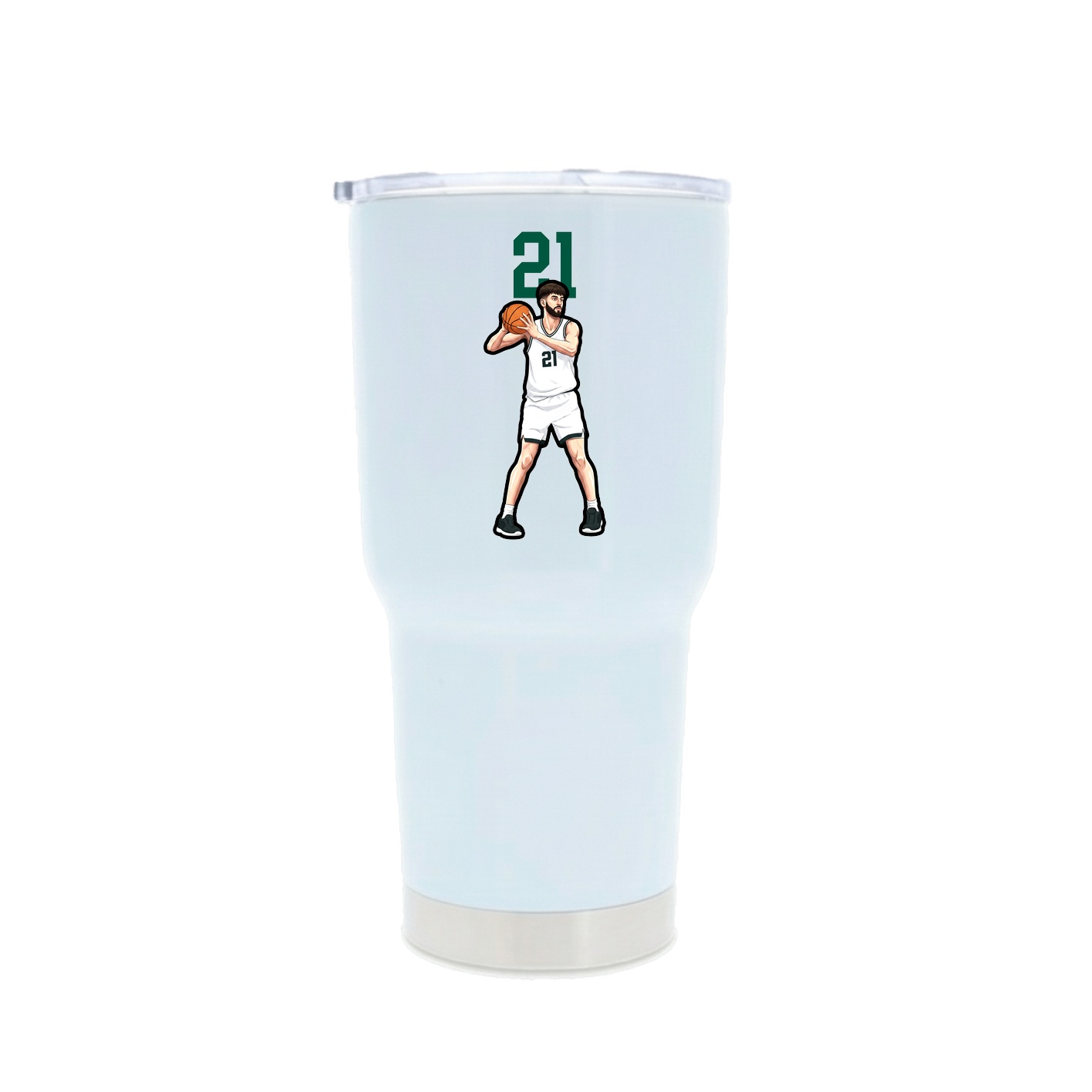 30oz Stainless Steel Tumbler — Number Top in White