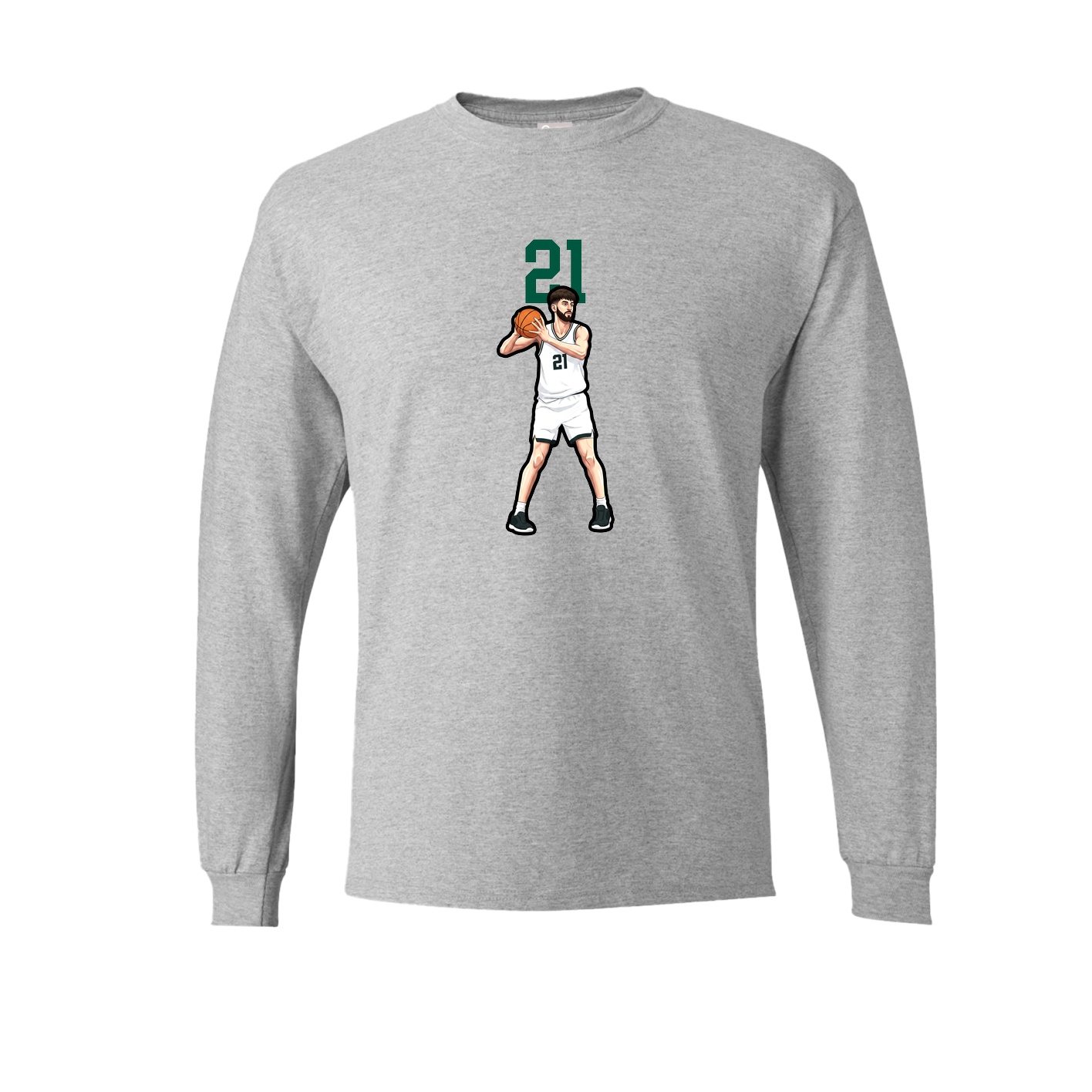 Long Sleeve Tee — Number Top in Grey