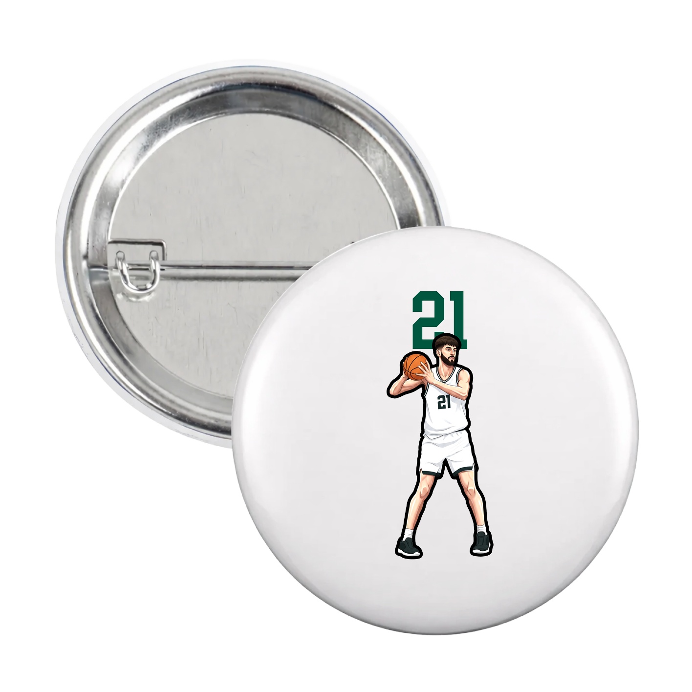 Game Day Button — Number Top in White