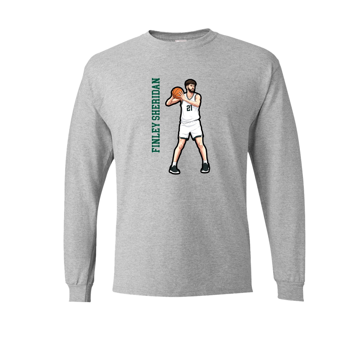 Long Sleeve Tee — Name Vertical in Grey