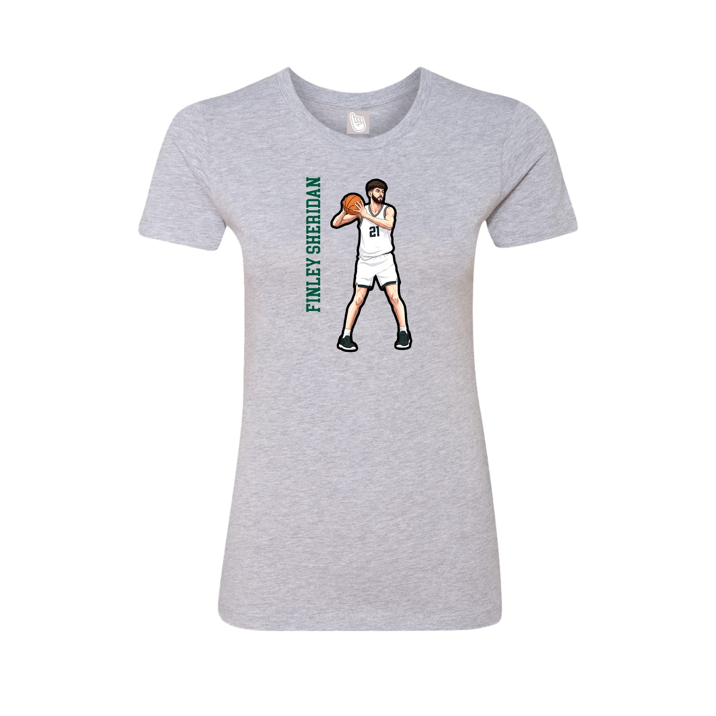 Fitted Women's Tee — Name Vertical in Grey