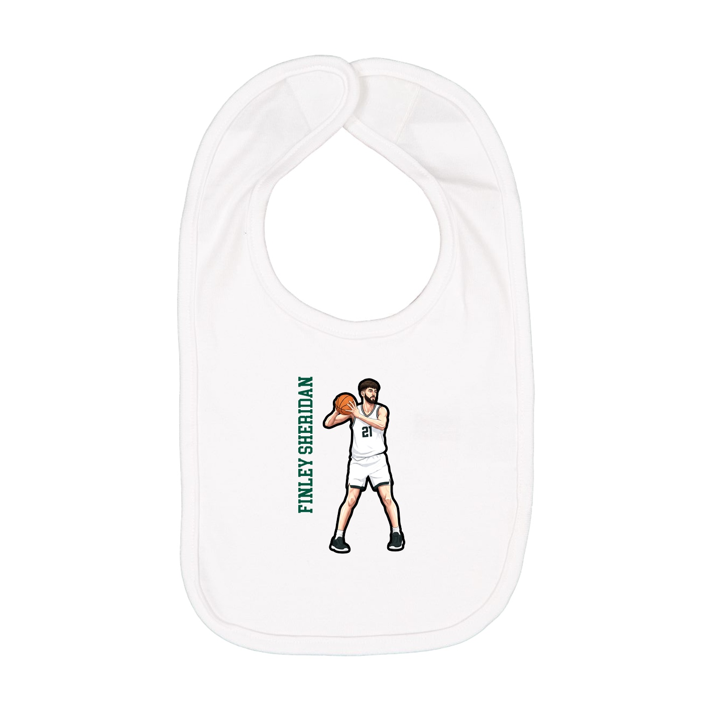Infant Bib — Name Vertical in White