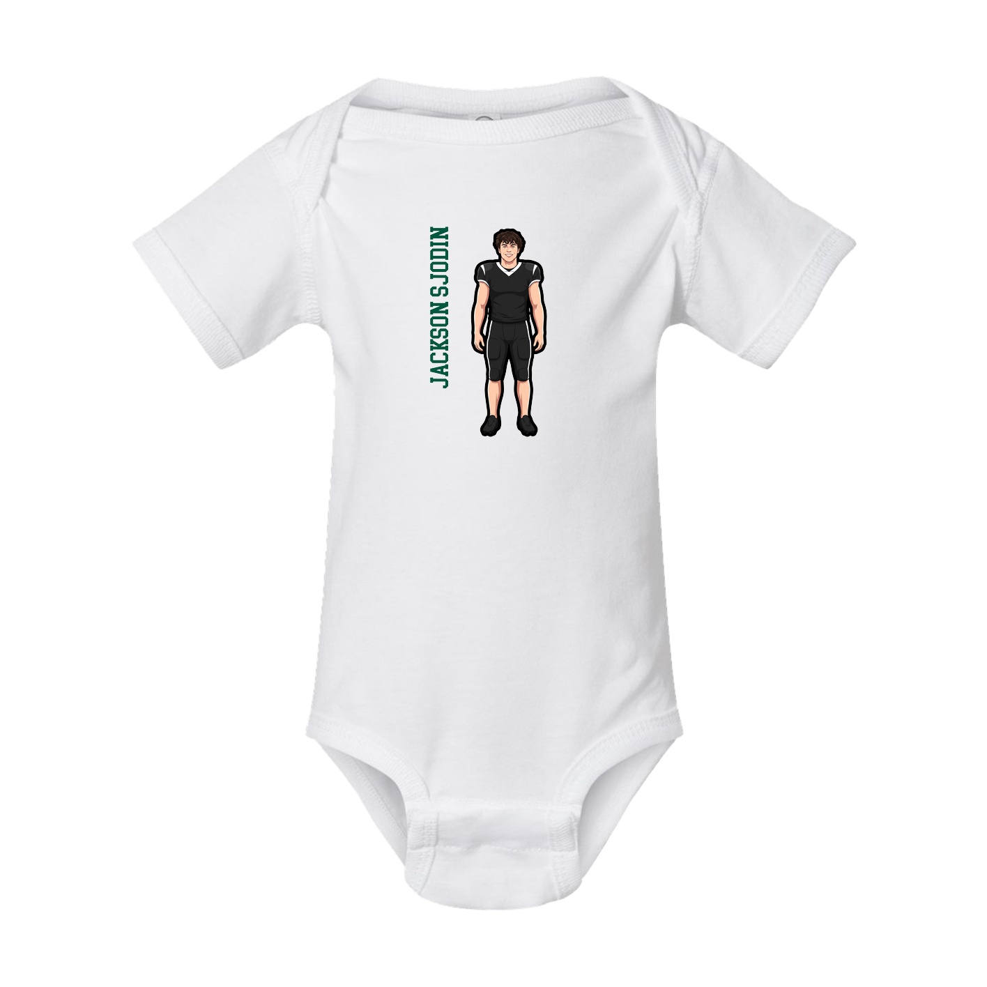 Baby Onesie — Name Vertical in White