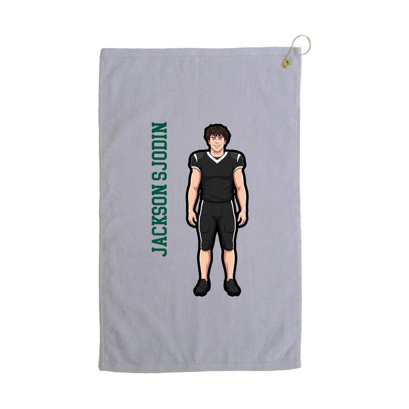 Golf Towel — Name Vertical in Grey