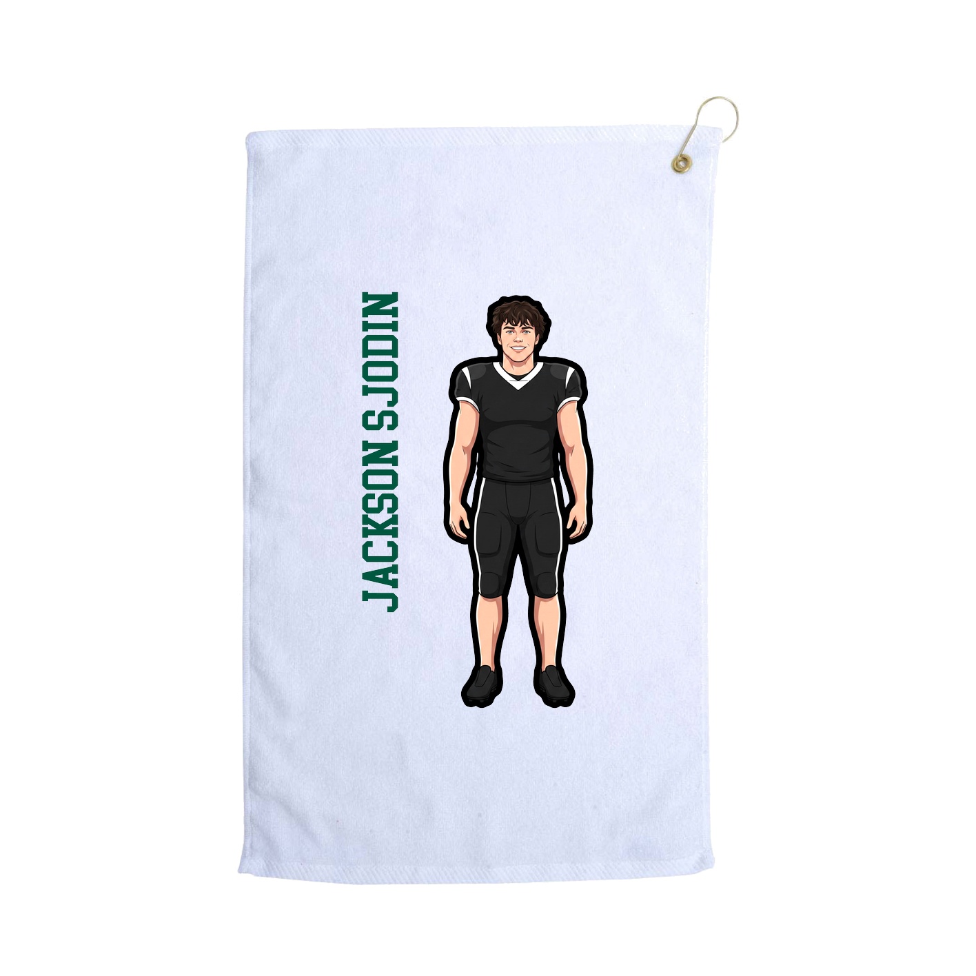 Golf Towel — Name Vertical in White