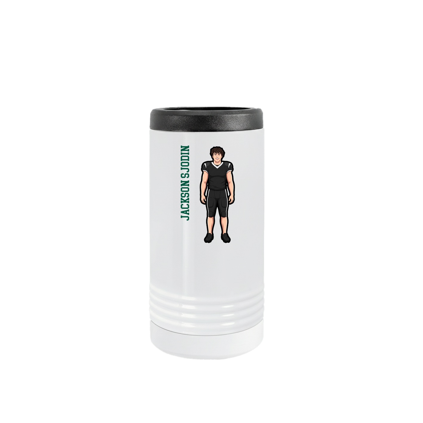 Slim Beverage Holder — Name Vertical in White