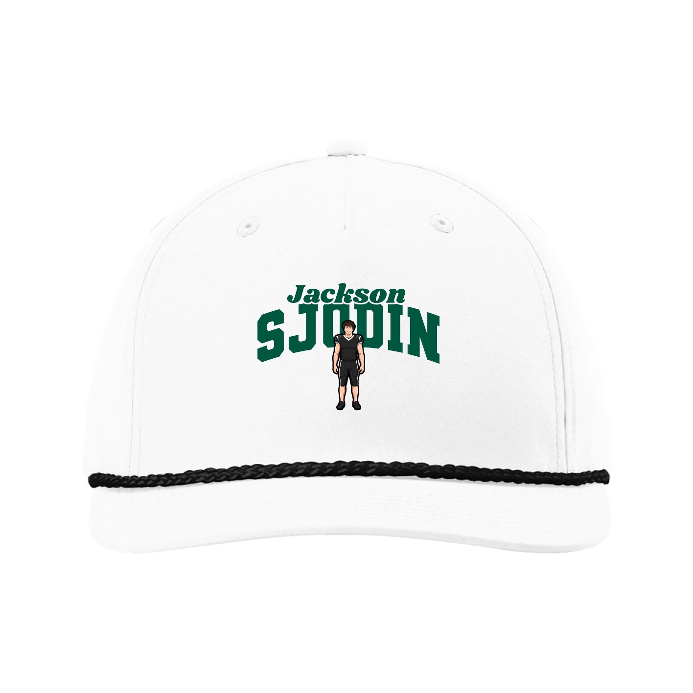 Five-Panel Classic Rope Cap — Signature Arch in White
