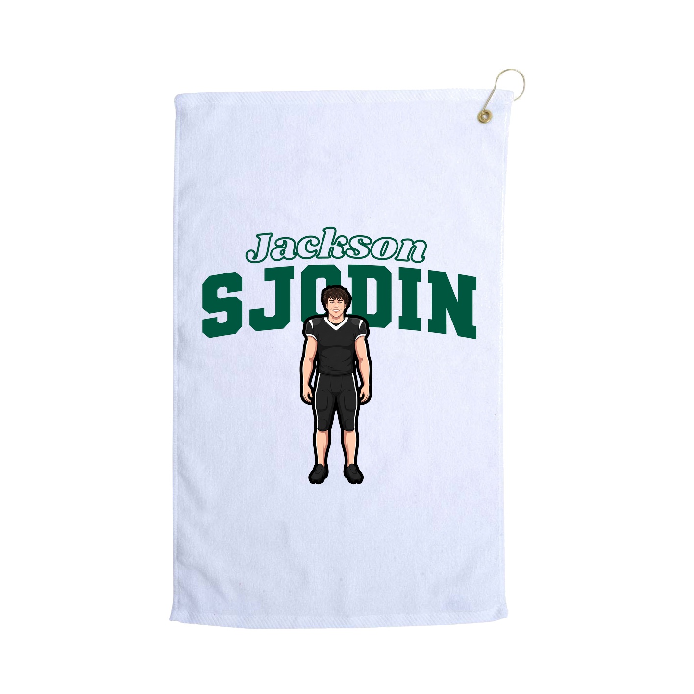 Golf Towel — Name Arch in White
