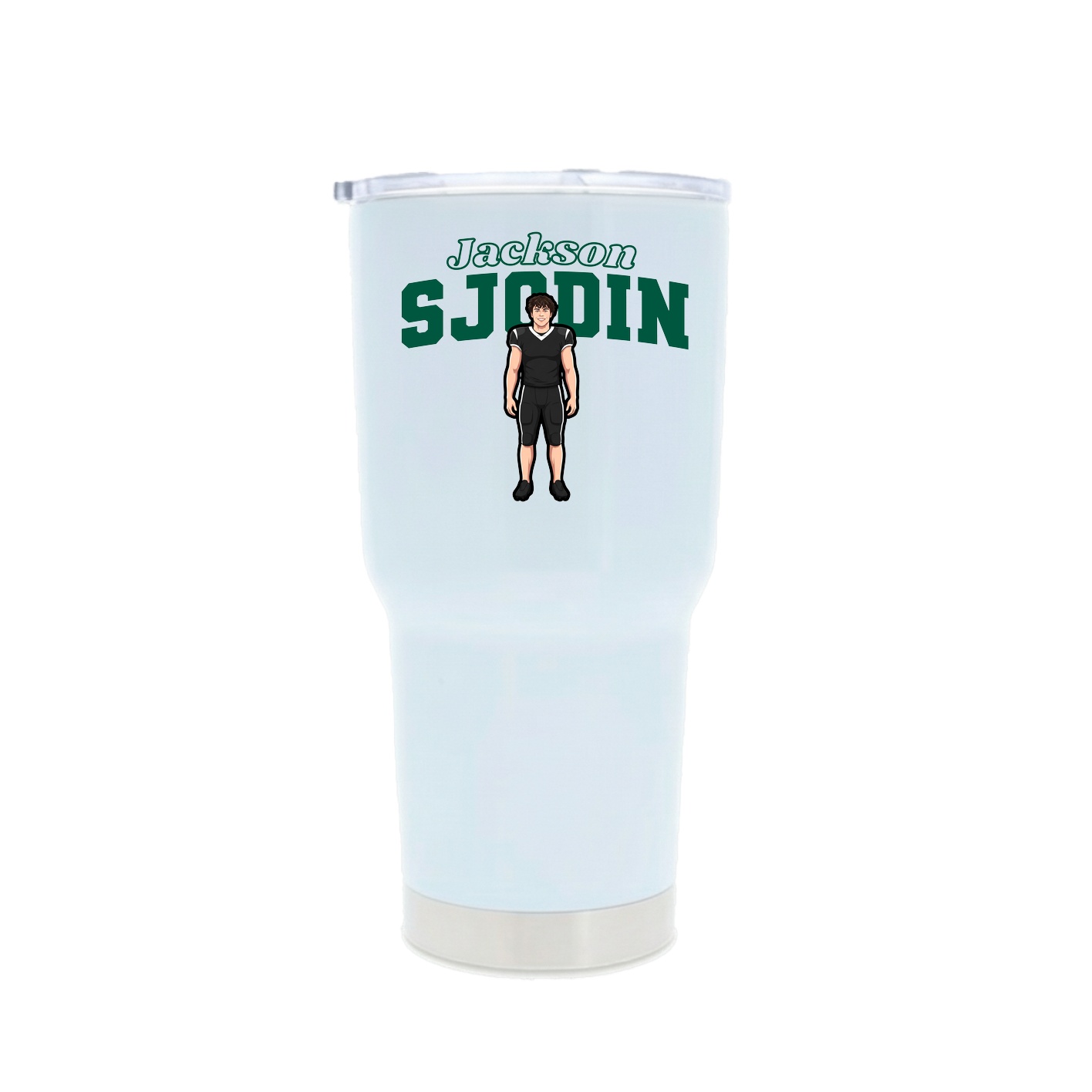 30oz Stainless Steel Tumbler — Name Arch in White