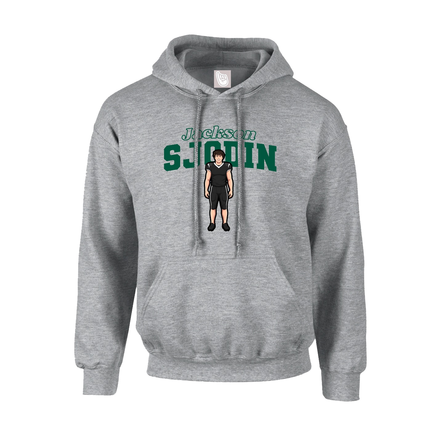 Youth Hoodie — Name Arch in Grey