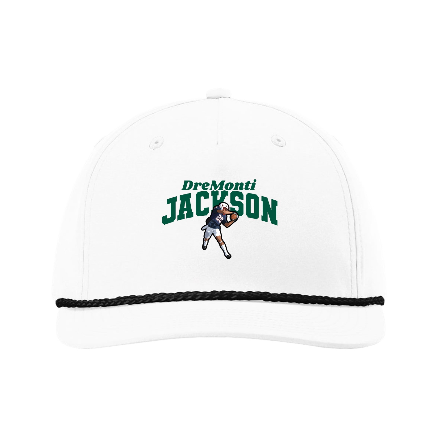 Five-Panel Classic Rope Cap — Signature Arch in White
