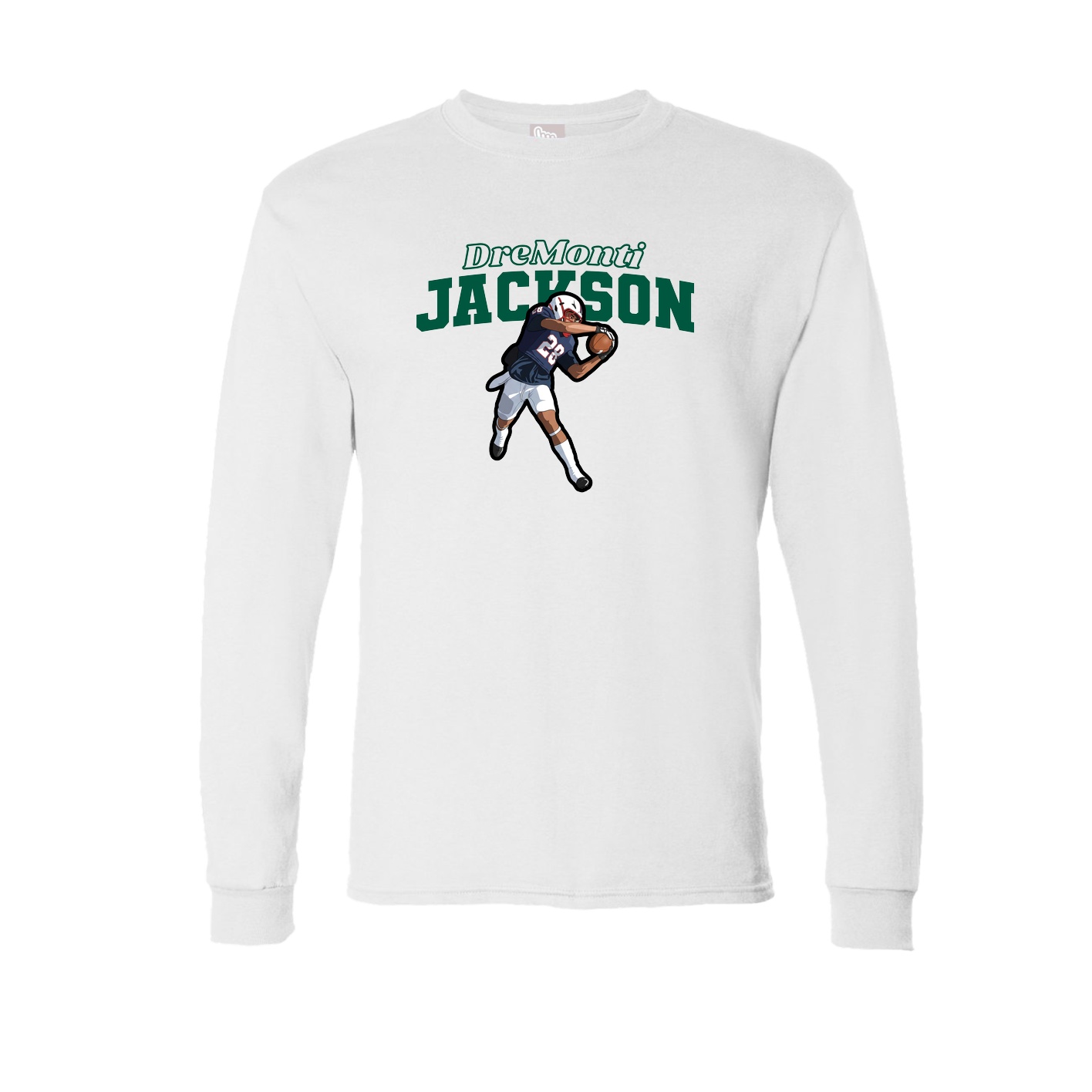 Long Sleeve Tee — Name Arch in White