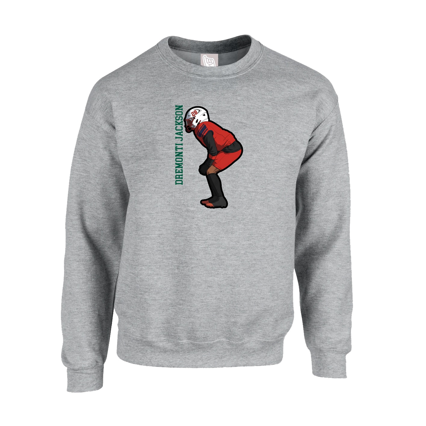 Fleece Crew — Name Vertical in Grey