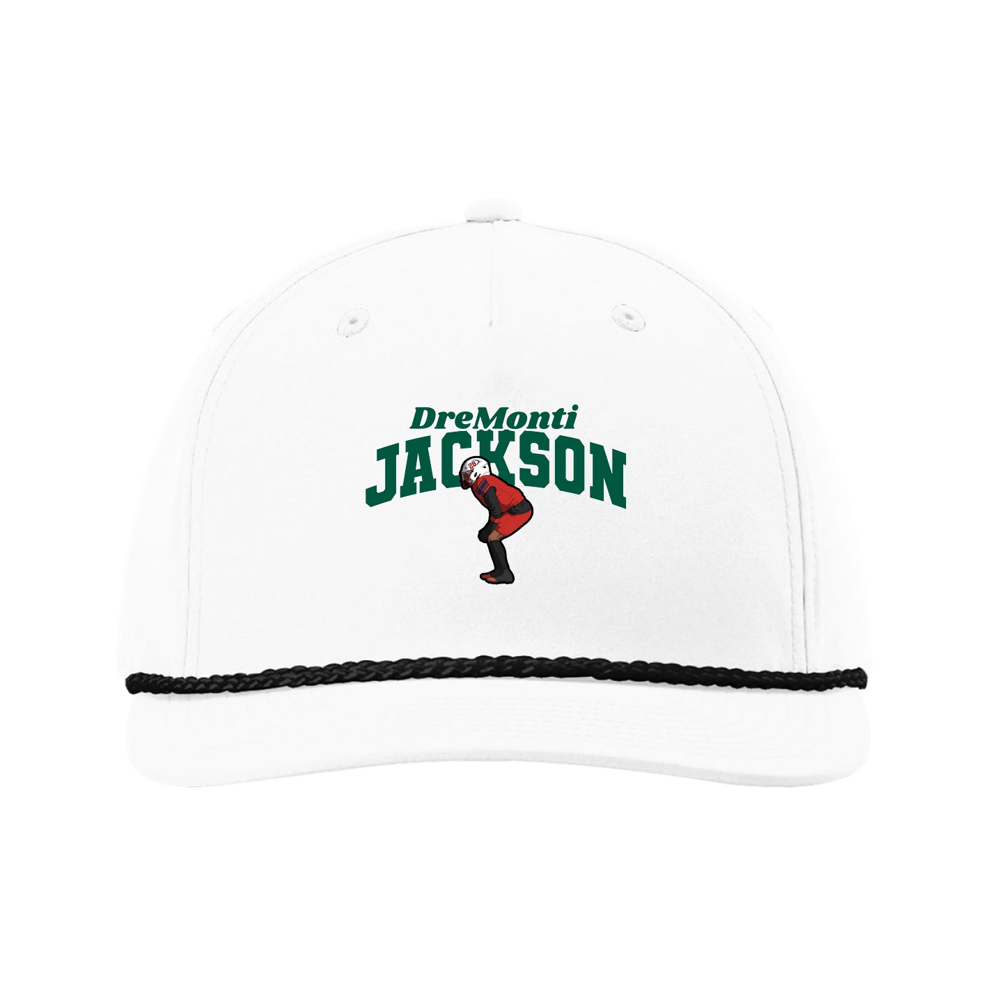 Five-Panel Classic Rope Cap — Signature Arch in White