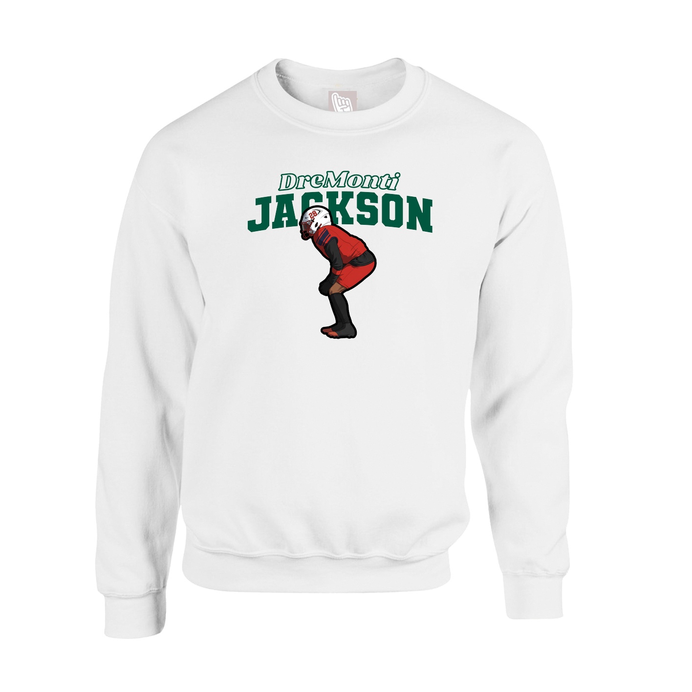 Fleece Crew — Name Arch in White