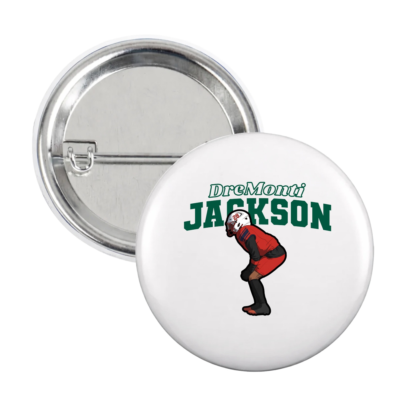 Game Day Button — Name Arch in White