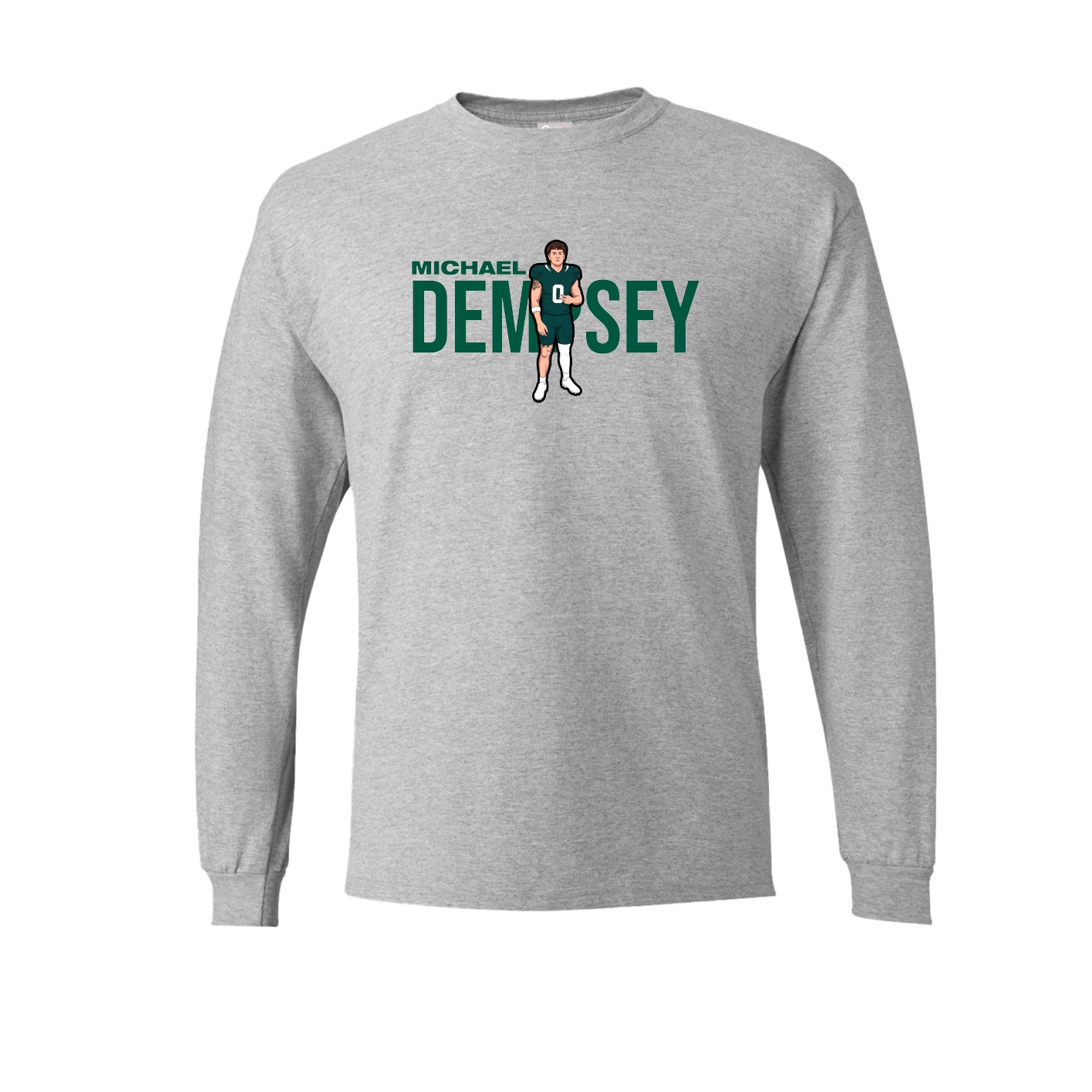 Long Sleeve Tee — Player Name in Grey