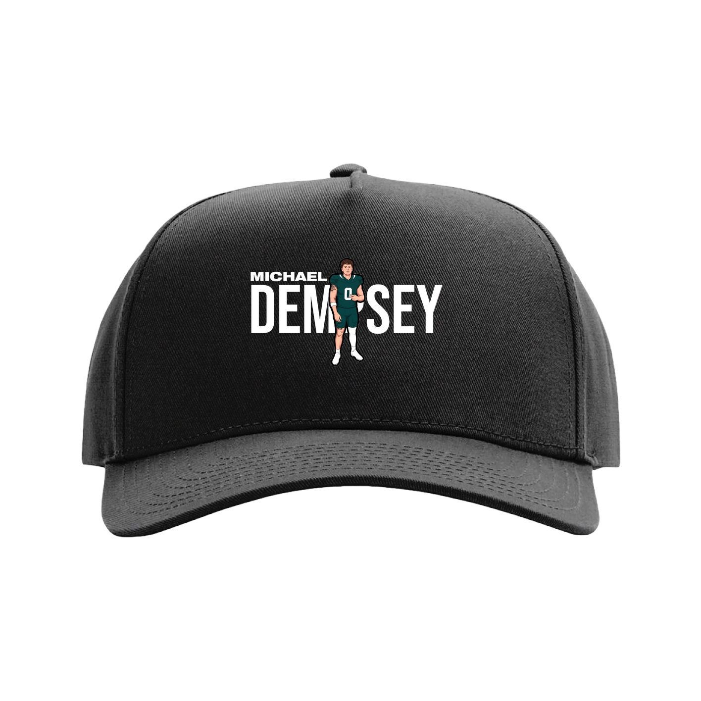 Full Fabric Five-Panel Champ Cap — Player Name in Black