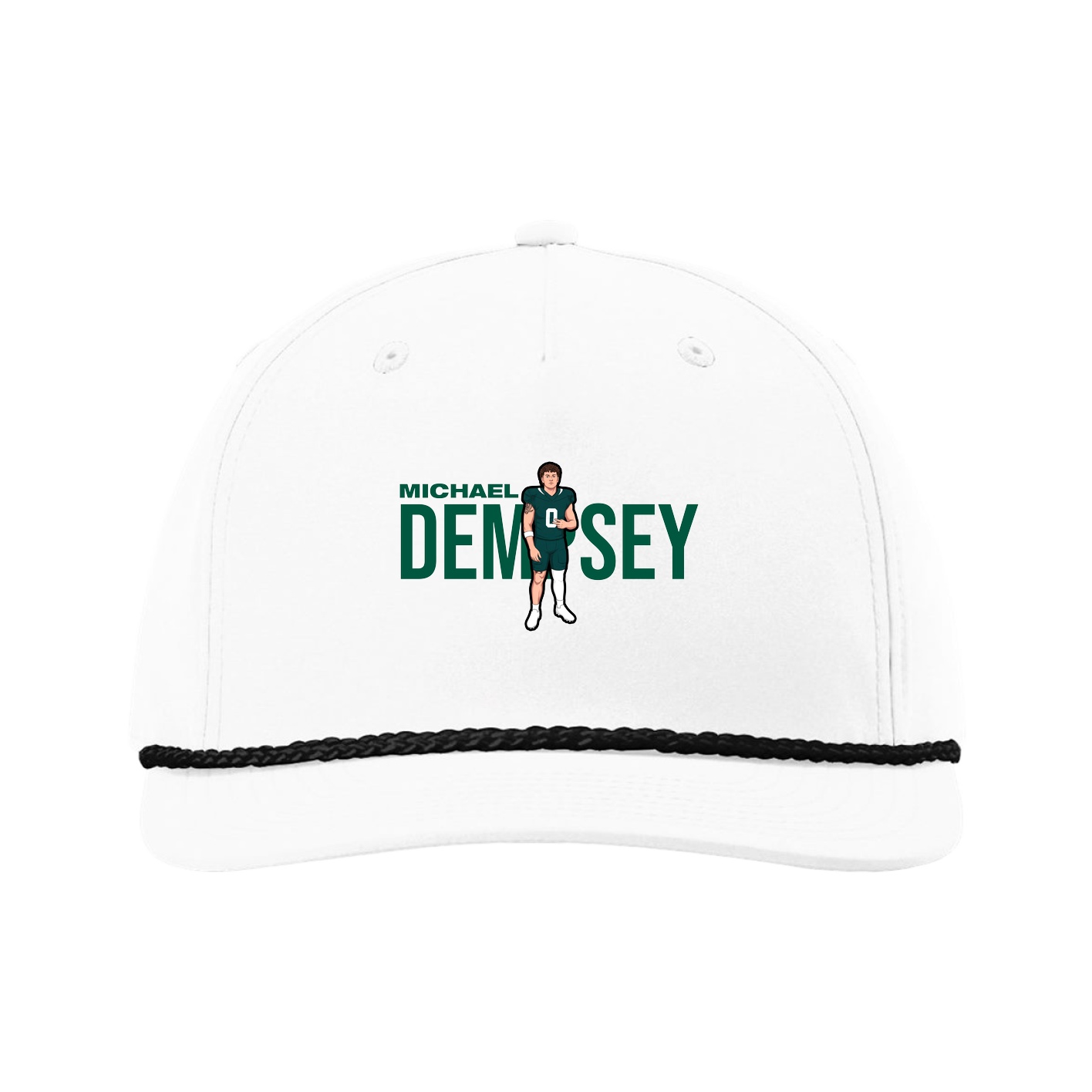 Five-Panel Classic Rope Cap — Player Name in White