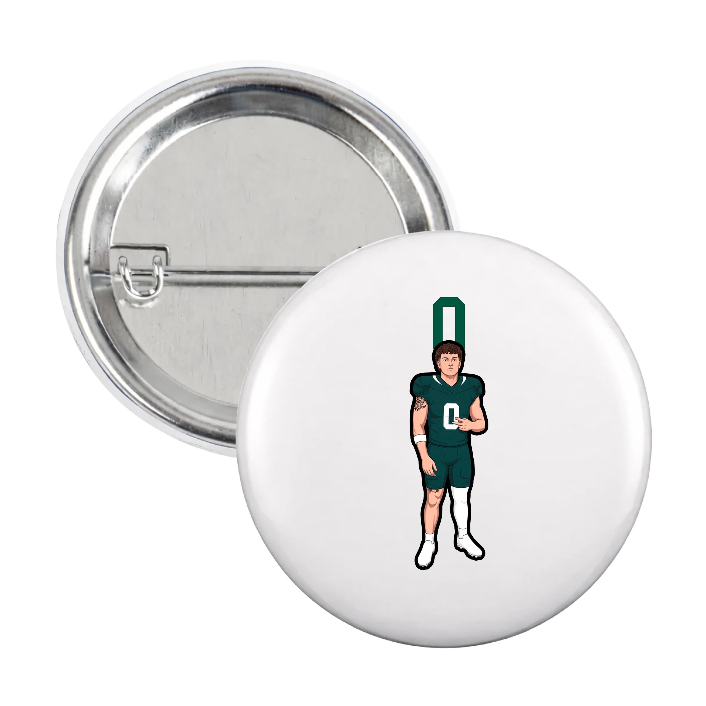 Game Day Button — Number Top in White
