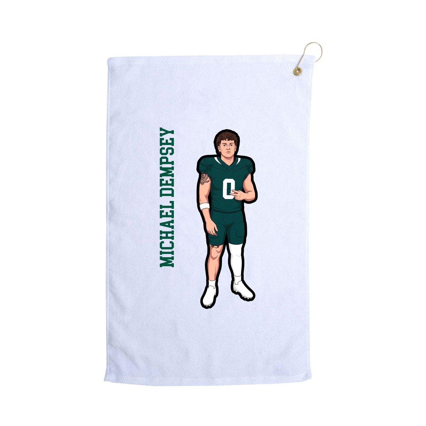 Golf Towel — Name Vertical in White