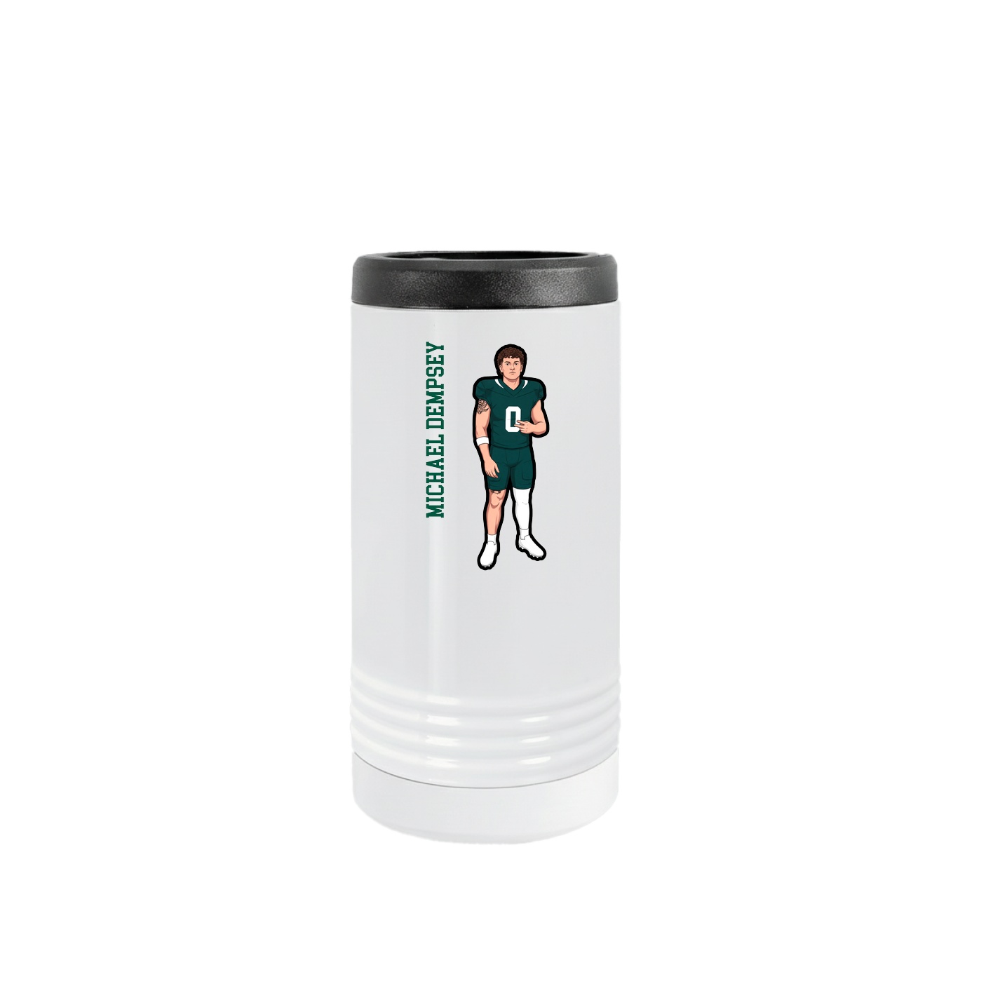 Slim Beverage Holder — Name Vertical in White