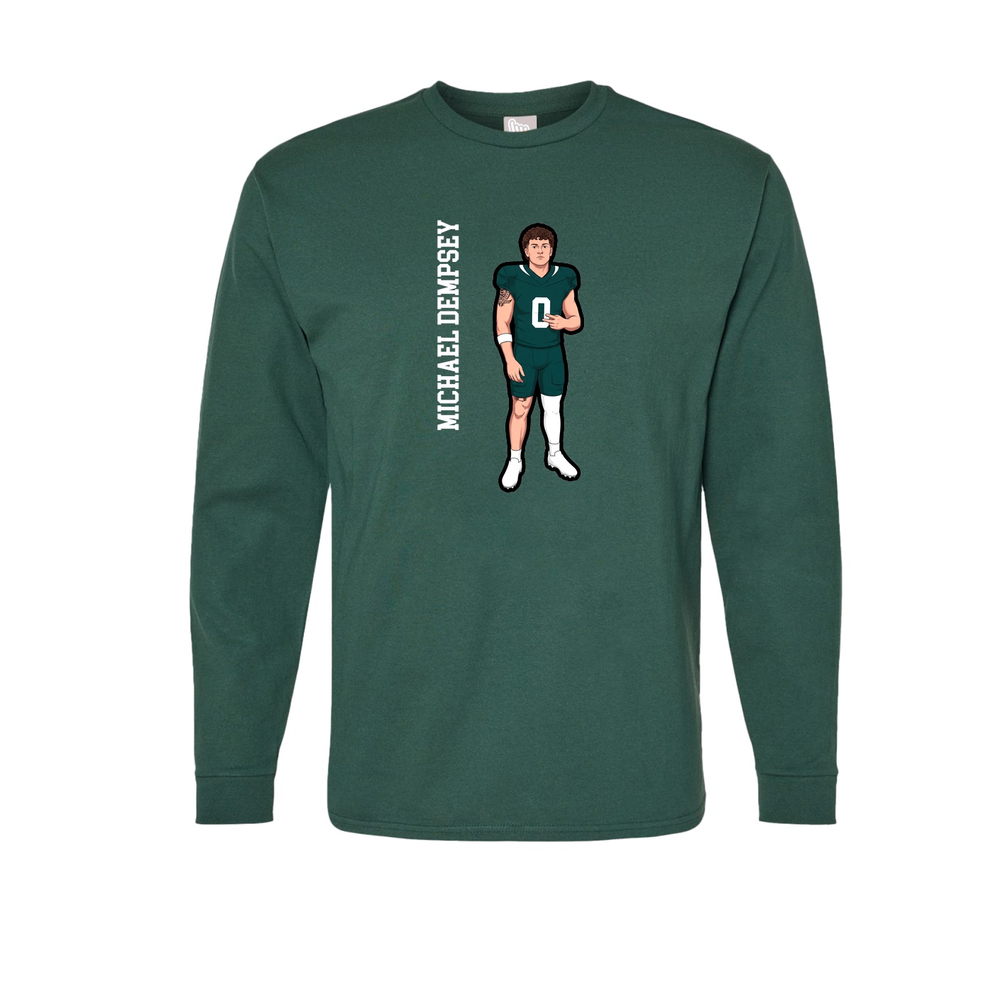 Long Sleeve Tee — Name Vertical in Green