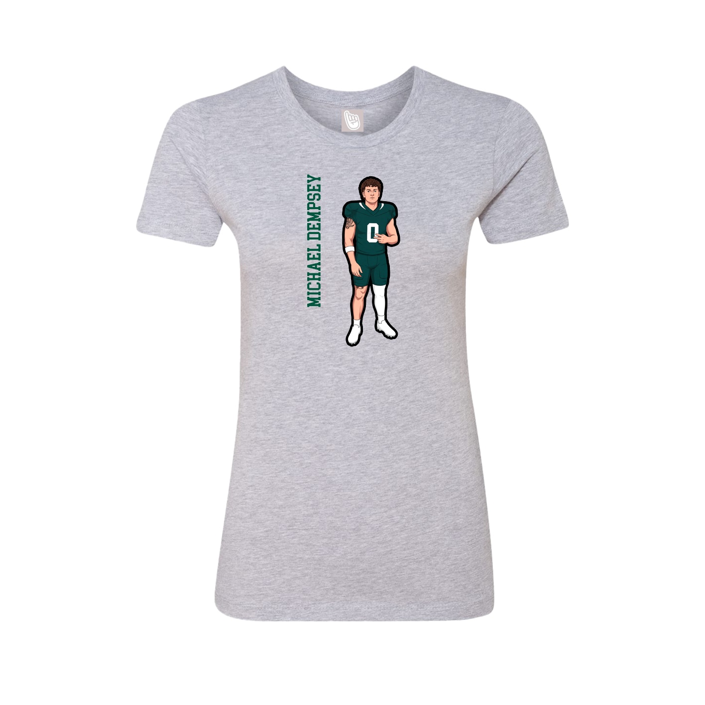 Fitted Women's Tee — Name Vertical in Grey