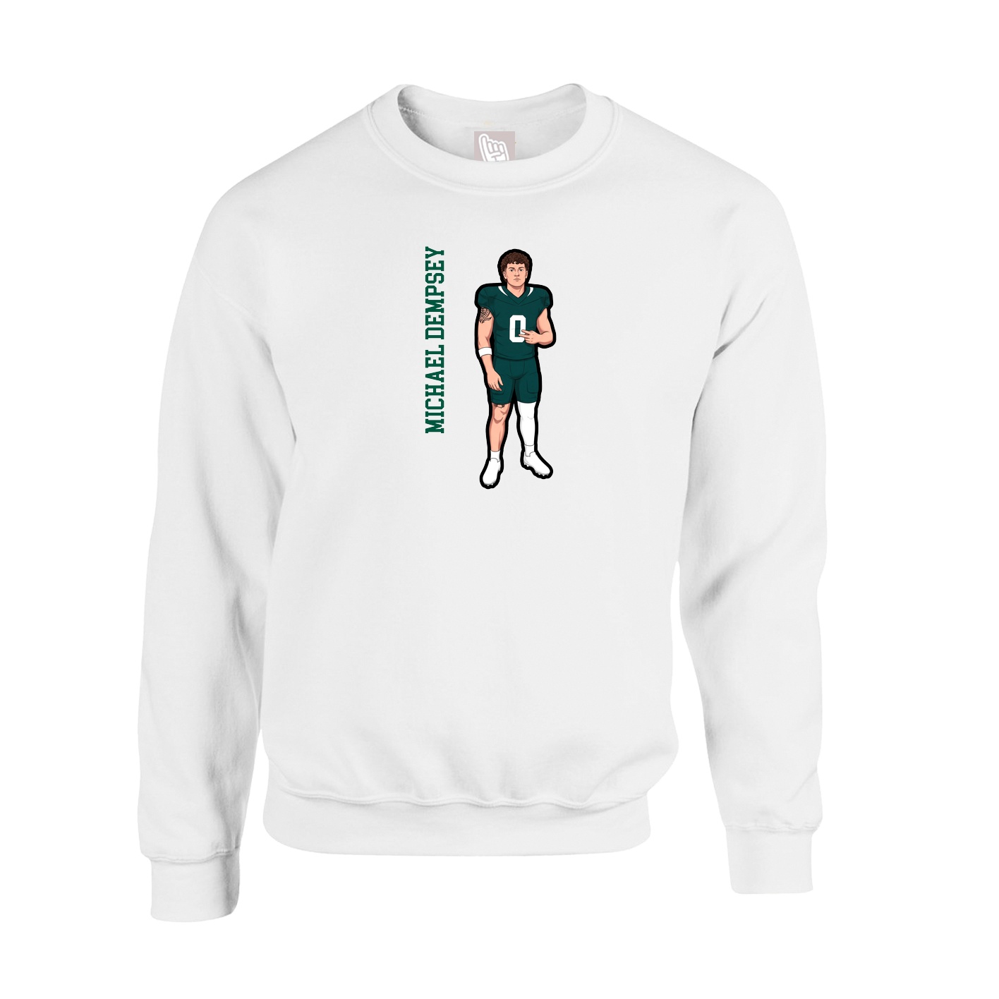 Fleece Crew — Name Vertical in White