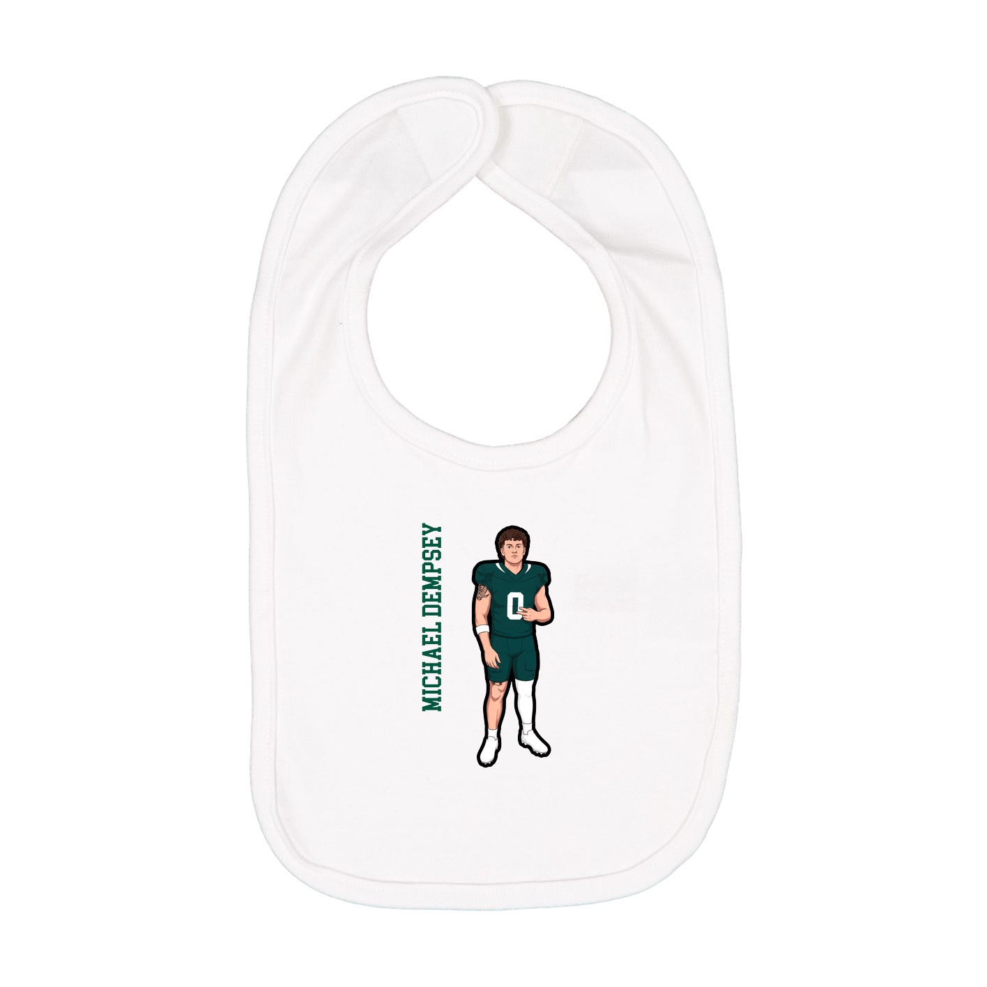 Infant Bib — Name Vertical in White