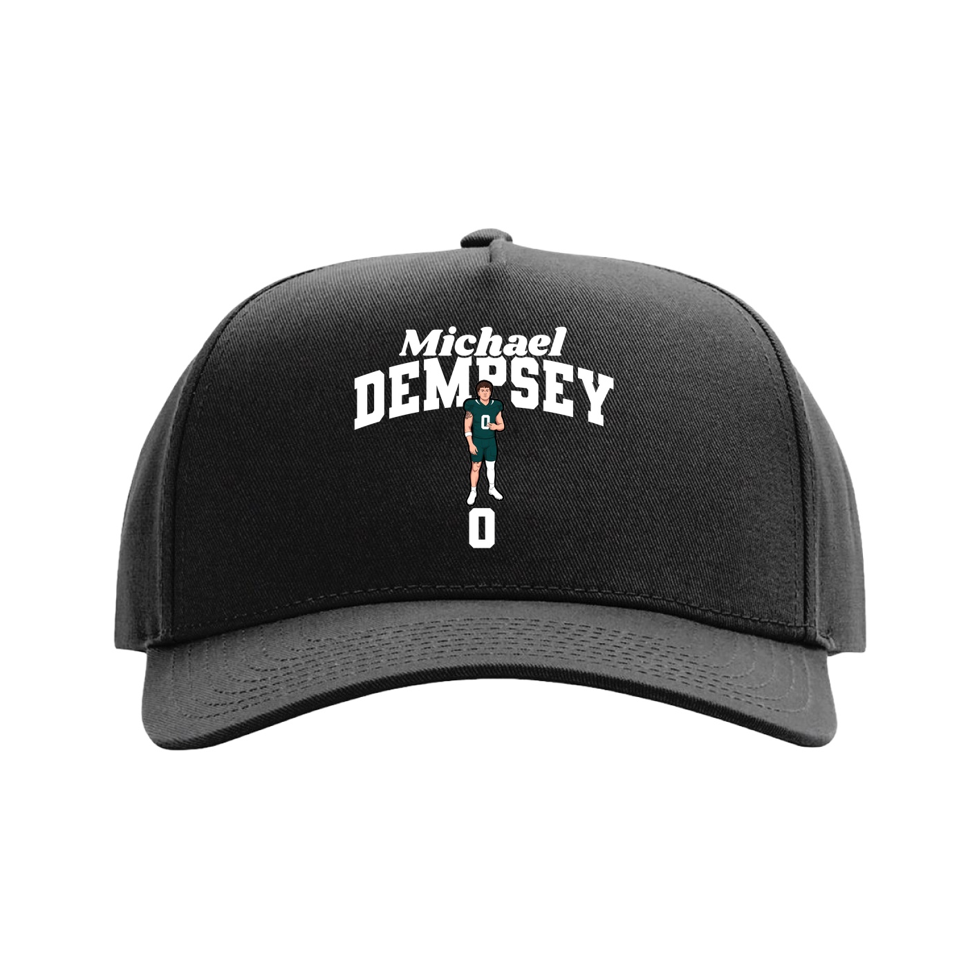Full Fabric Five-Panel Champ Cap — Signature Arch in Black