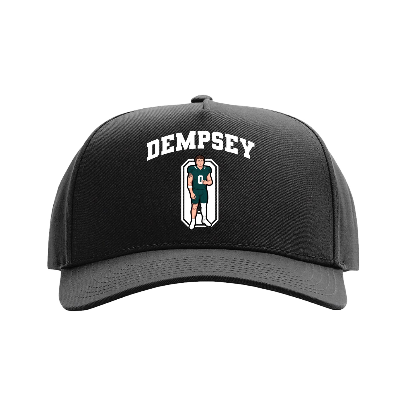 Full Fabric Five-Panel Champ Cap — Number in Black