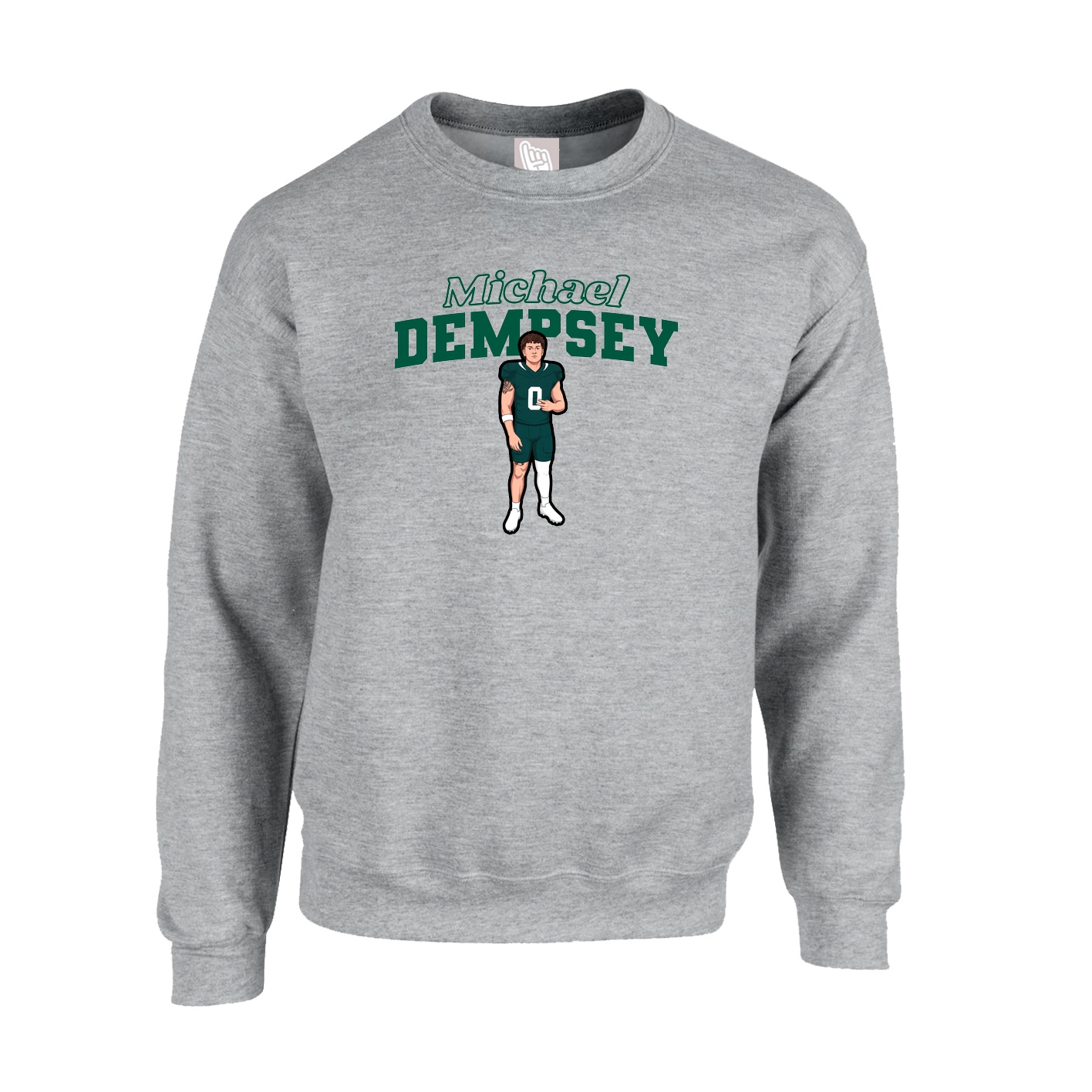 Fleece Crew — Name Arch in Grey