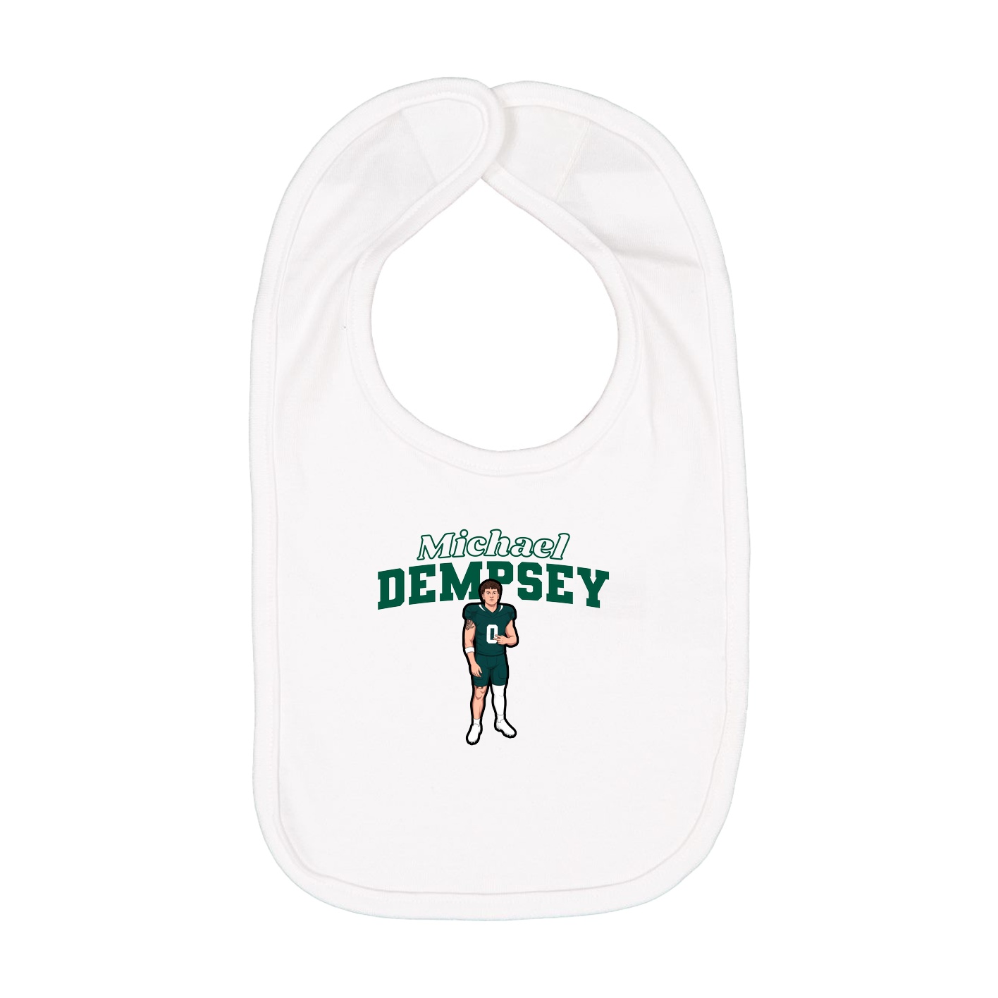 Infant Bib — Name Arch in White